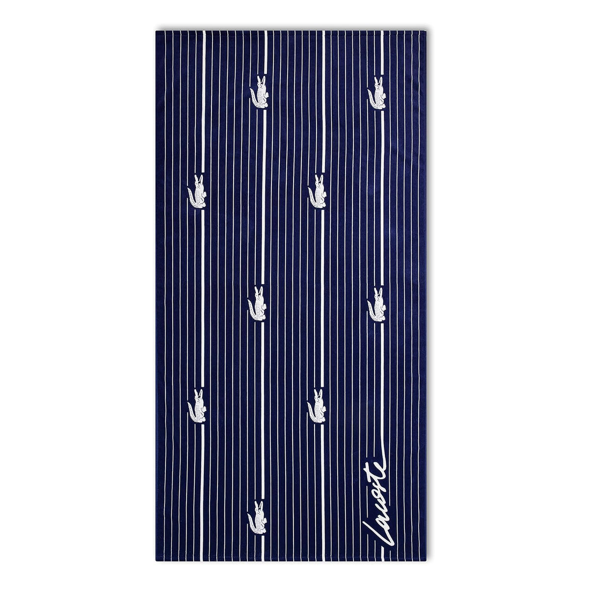 Lacoste Toalla de Playa Grande 100% algodón, Ultra Absorbente y de Secado rápido, Lavable a máquina, Azul Marino, 36 Pulgadas de Ancho x 72 Pulgadas de Largo - Croc Shirting Navy