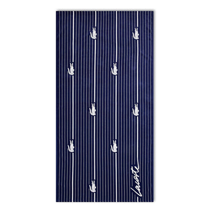 Lacoste Toalla de Playa Grande 100% algodón, Ultra Absorbente y de Secado rápido, Lavable a máquina, Azul Marino, 36 Pulgadas de Ancho x 72 Pulgadas de Largo - Croc Shirting Navy