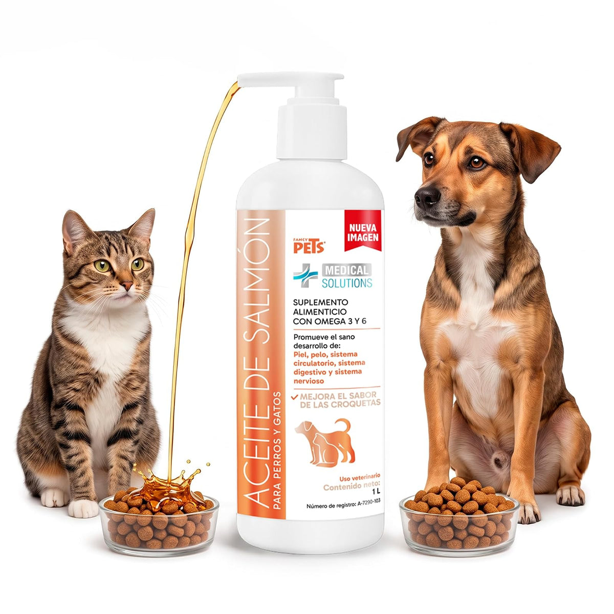 Fancy Pets Aceite de Salmón para Perros y Gatos con Omega 3, DHA y EPA - 1000 ml