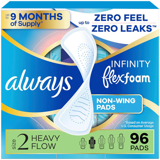 Always Infinity Size 2 Super Sanitary Pads Non-wings Unscented, 96 Count
