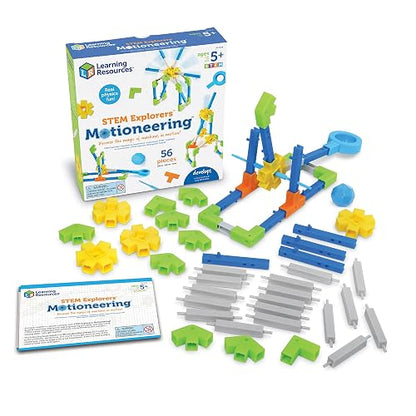 Learning Resources Stem Explorers Motioneering, Juguetes Stem, Ingenieria para Niños, Juguetes Educativos para Niños, 56 Piezas, Edades 5