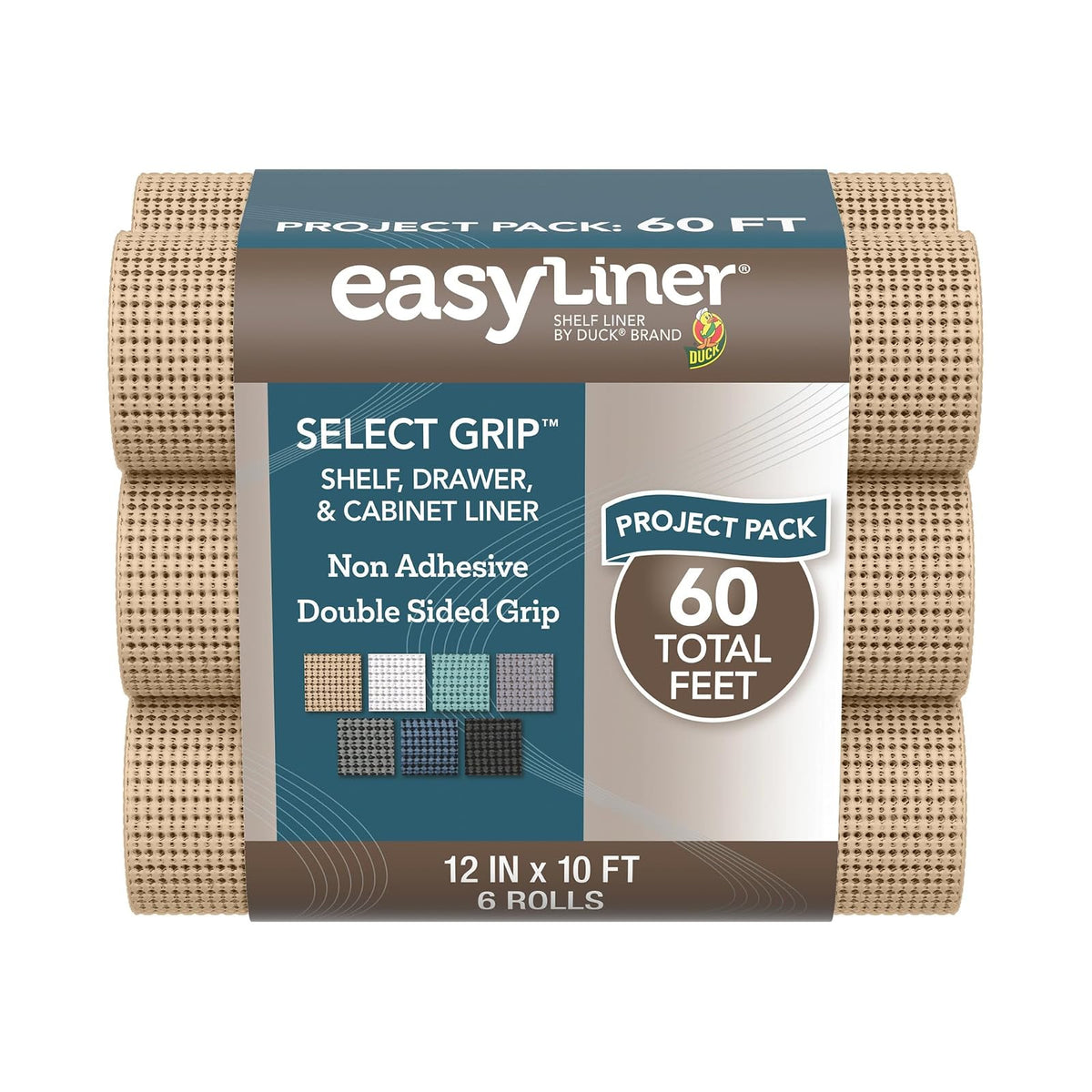 Duck EasyLiner Forro Antideslizante para Repisas y Cajones - Gris pardo - 12" x 10' (Pack of 6)