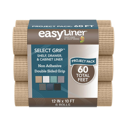 Duck EasyLiner Forro Antideslizante para Repisas y Cajones - Gris pardo - 12" x 10' (Pack of 6)