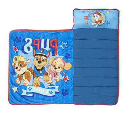 Paw Patrol We a Team - Juego de colchoneta de siesta acolchada con almohada integrada y manta de felpa - Tapete portátil para siesta para guardería, preescolar, fiestas de pijamas y viajes, para niños