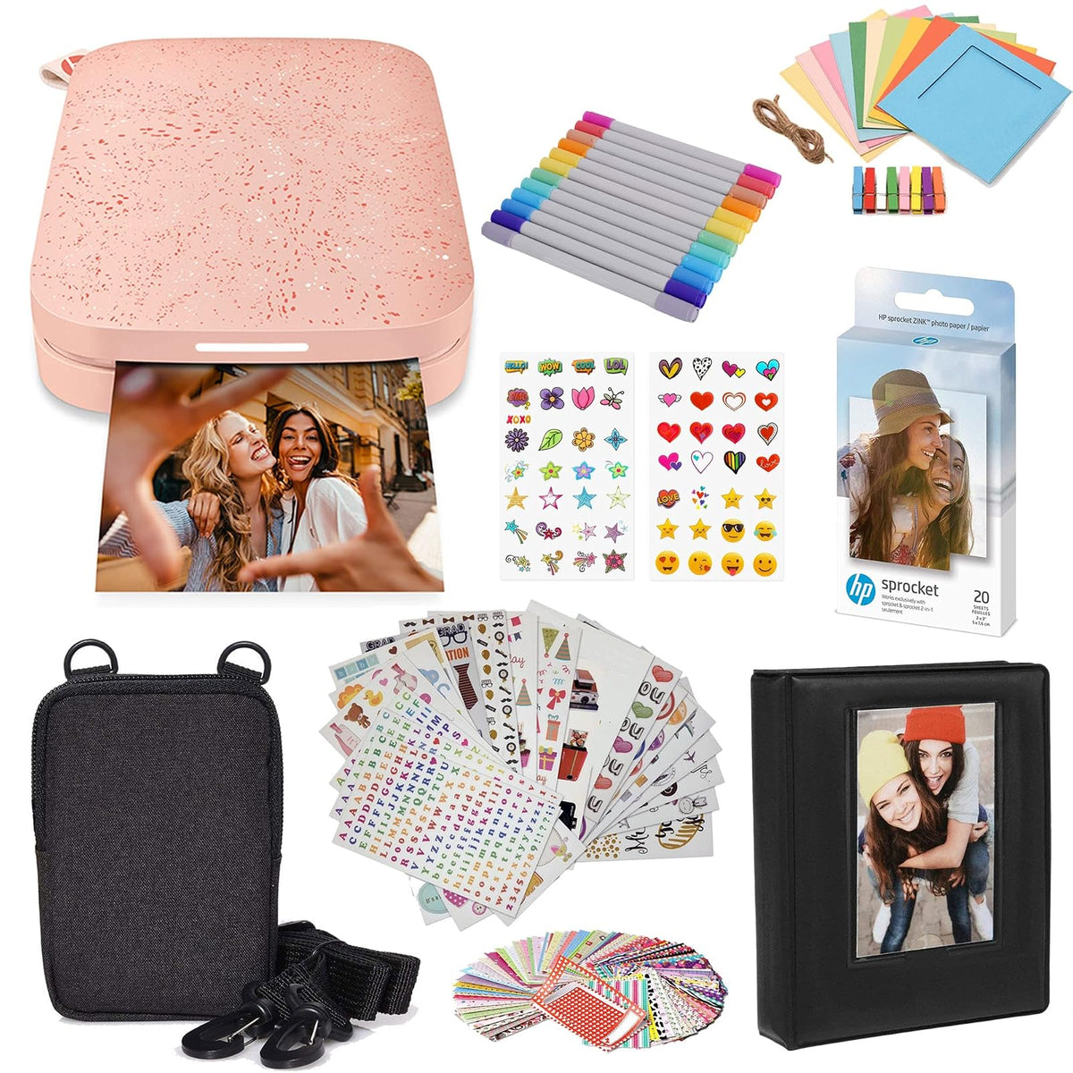 HP Sprocket Impresora Fotográfica Portátil 2x3 - Pink - Paquete de inicio