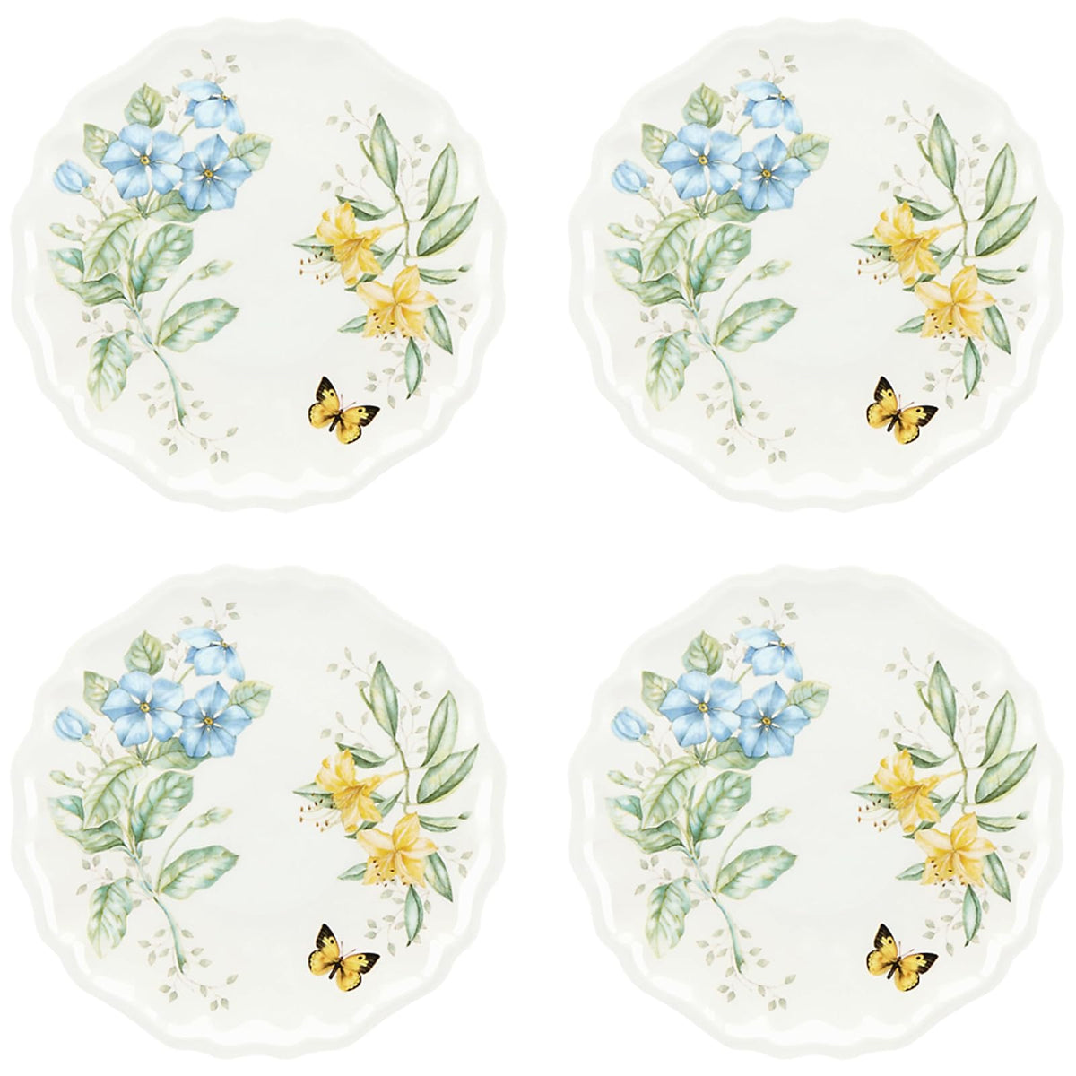 Lenox Butterfly Meadow Melamine Dinner Plates (Set of 4), White