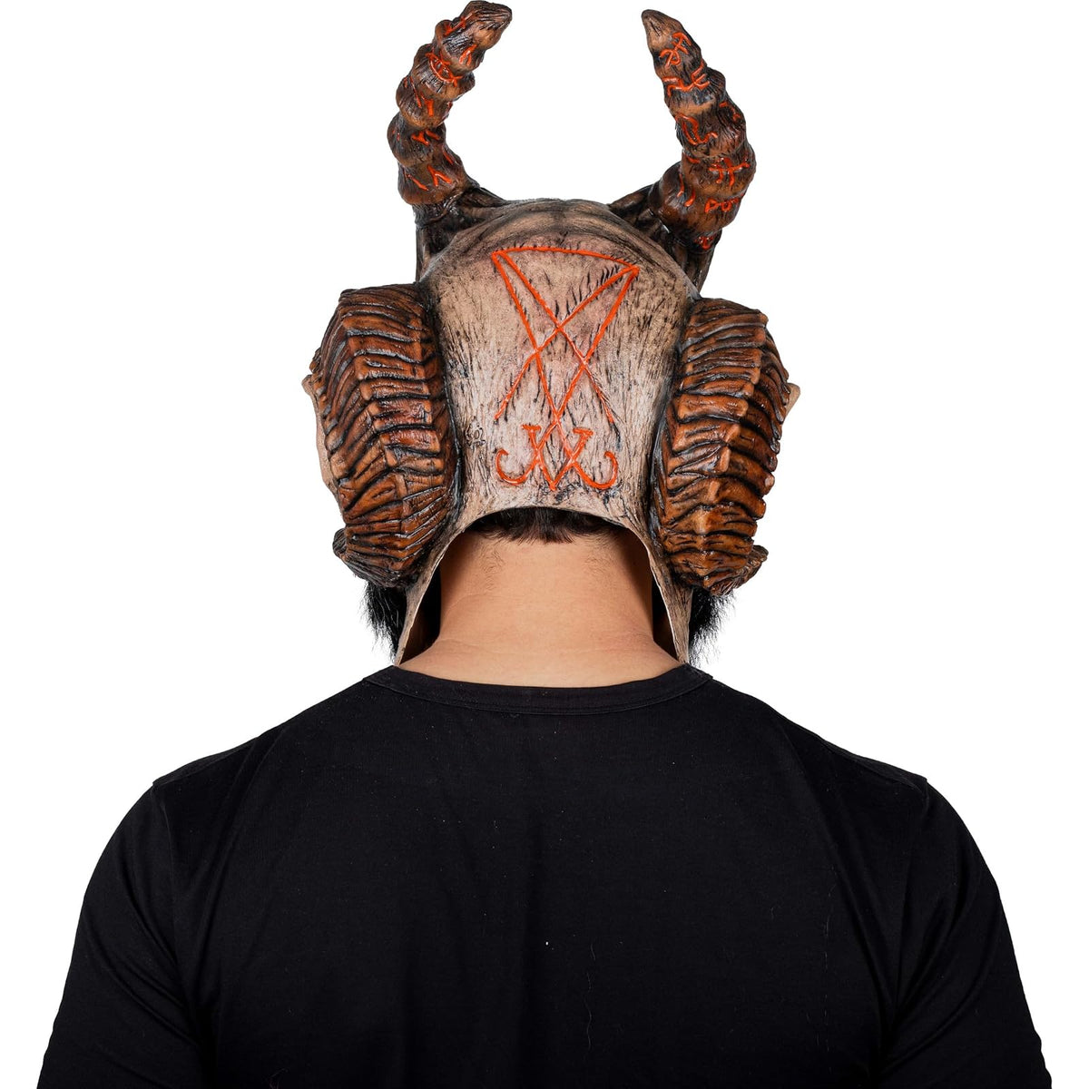 Ghoulish Productions Máscara Abadon de Látex con Cuello Integrado y Efecto Neón | Demonio Terror Realista para Halloween Cosplay y Fiestas | Beige Talla M