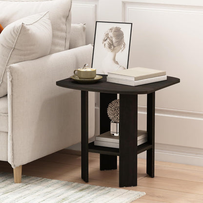 Furinno Mesa Auxiliar de Diseño Simple de 2 Niveles con Bordes Suaves, Espresso, Set de 2