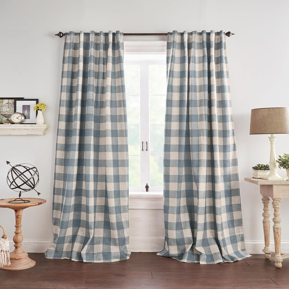 Elrene Home Fashions Cortina Oscurecedora Grainger a Cuadros - Chambray - 73.7An x 124.5Al cm (1 Paneles)