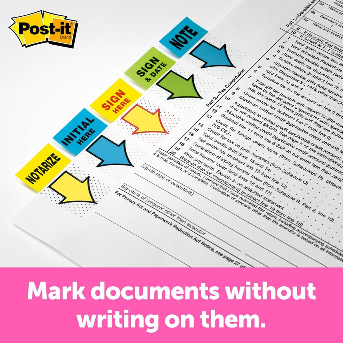 Post-it Flags, "Sign Here", Yellow, 1-Inch Wide, 200/Dispenser (680-HVSH)