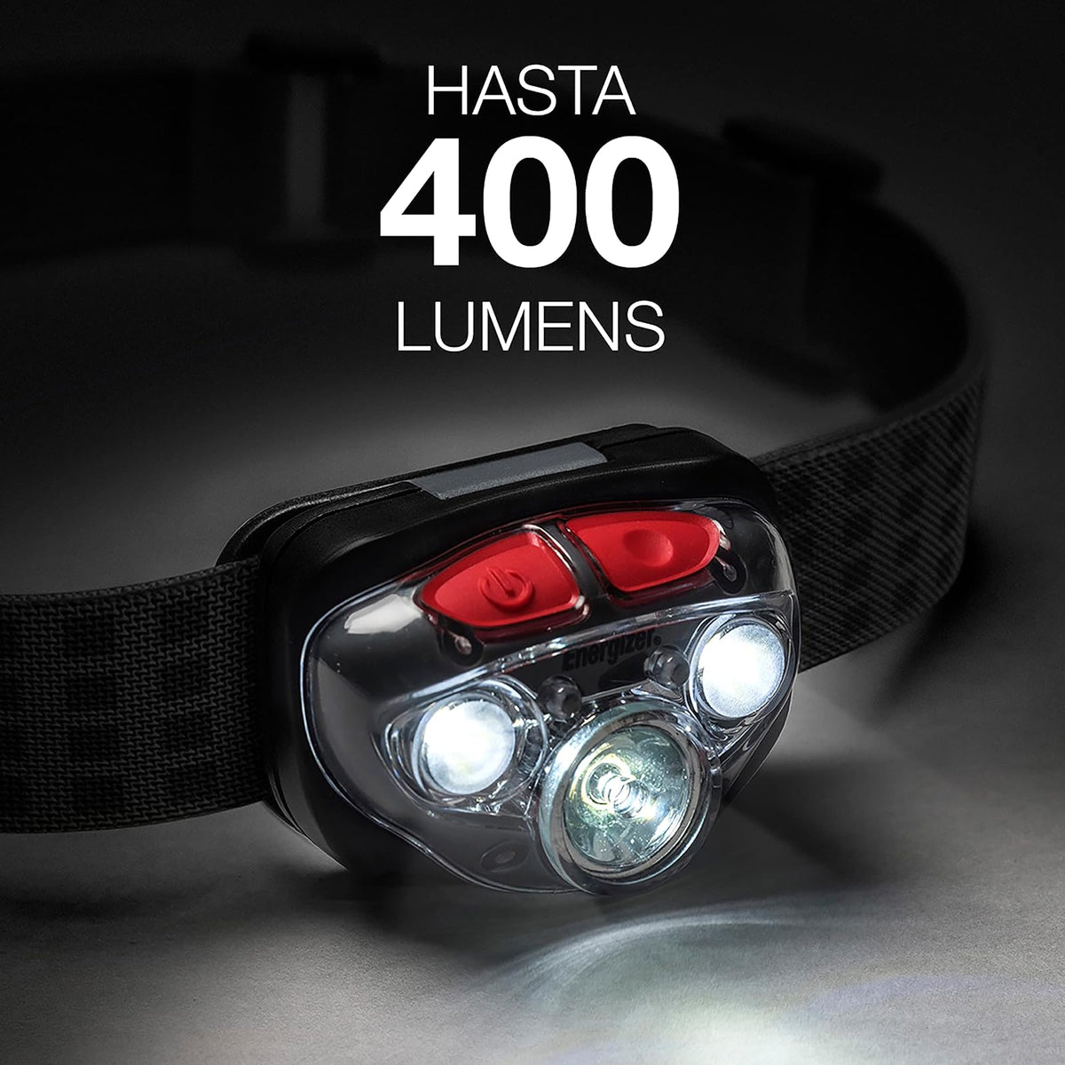 Energizer - Linterna de Cabeza LED Industrial 400 Lúmenes, Alcance de 85 m | Resistencia al agua IPX4, 5 modos de iluminación e incluye 3 pilas AAA.