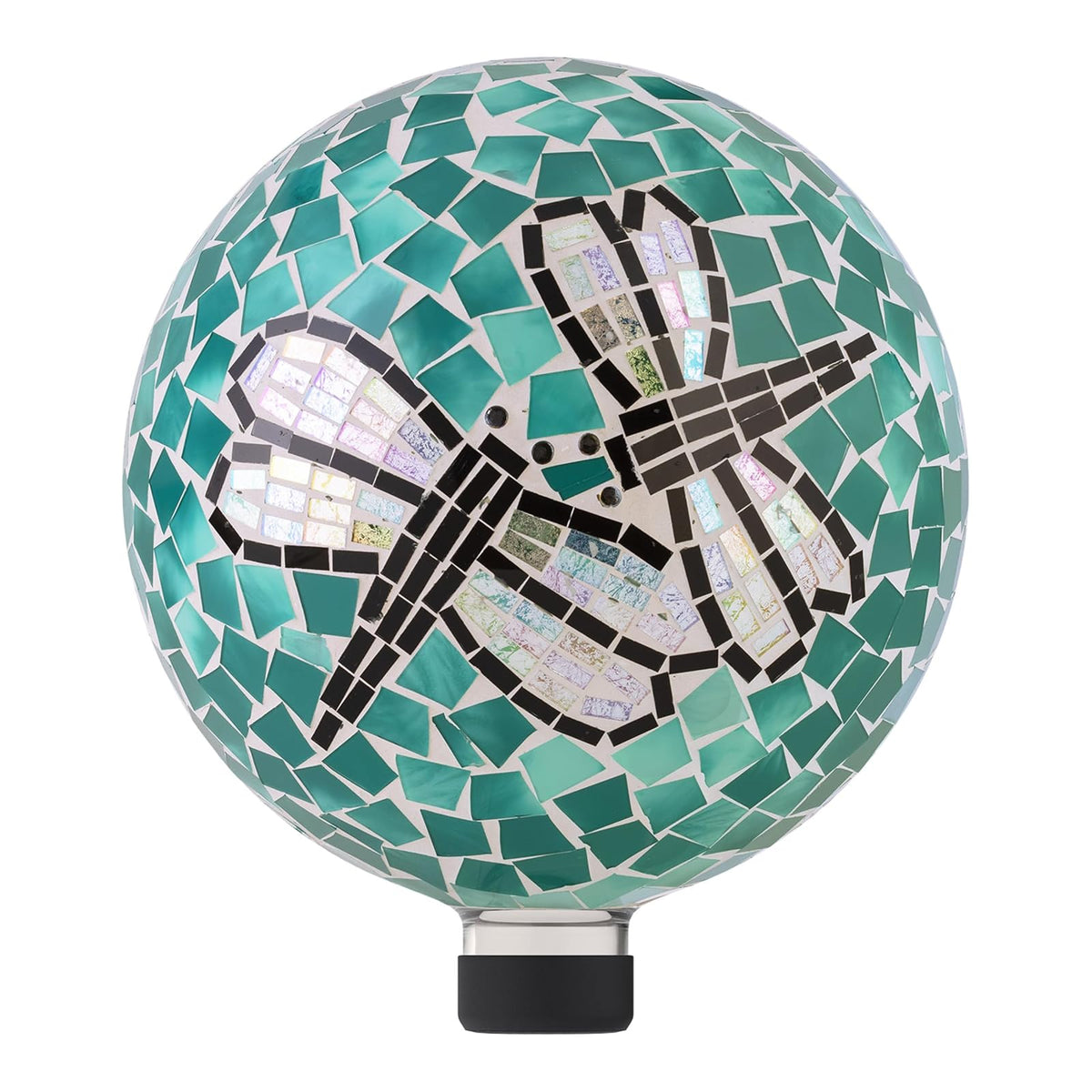 Alpine Corporation Globo de Vidrio de Mosaico de 10" de Diámetro para Interior/Exterior para Observación de Jardín, Diseño de Dúo de Libélulas
