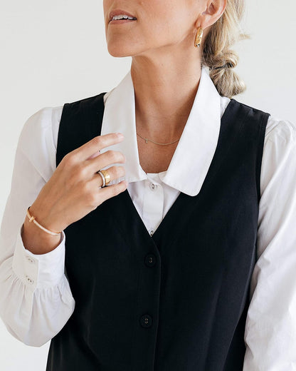 The Drop Playera Para Mujer, de Cuello Redondo Con Botones, Blanco, por @jaceyduprie