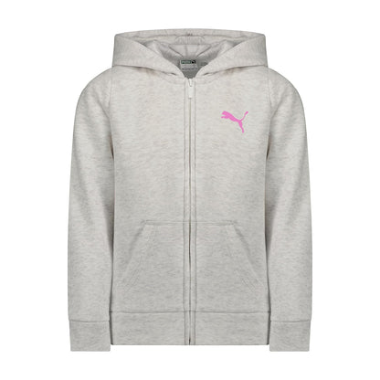 PUMA Core Sudadera con Capucha y Cierre para niña - M - Blanco jaspeado