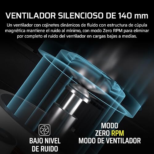 Corsair RM1000x Fuente de Alimentación ATX Totalmente Modular de Bajo Ruido – Compatible con ATX 3.1 – Compatible con PCIe 5.1 – Eficiencia Cybenetics Gold – Conector 12V–2x6 Nativo – Negro