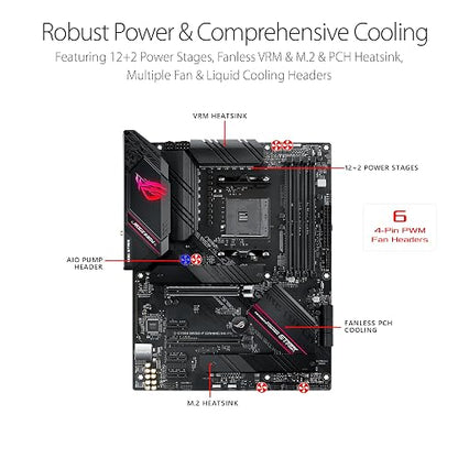 ASUS ROG Strix B550-F Gaming WiFi II AMD AM4 ATX Tarjeta Madre Gaming | AMD AM4 (Ryzen 5000/3000), DDR4 hasta 4800 (OC), 14 fases DrMOS, PCIe 4.0 x16, 2 ranuras M.2, WiFi 6E, LAN Intel 2.5Gb