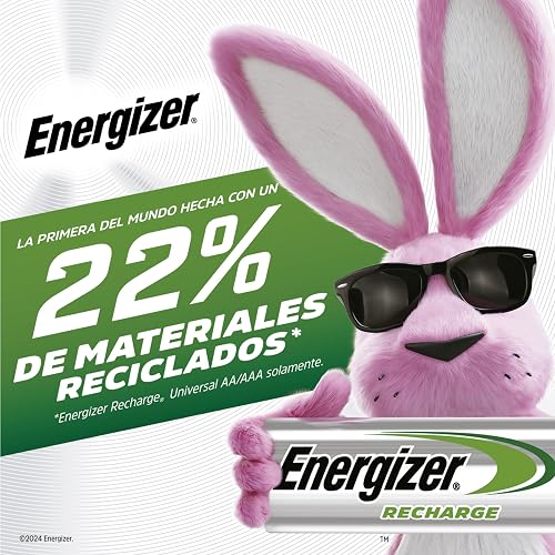 Energizer - Pilas Recargables AAA Recharge Universal 700 mAh, Paquete de 4 | Tecnología NiMH para juguetes, controles remotos, gadgets y dispositivos de uso frecuente.