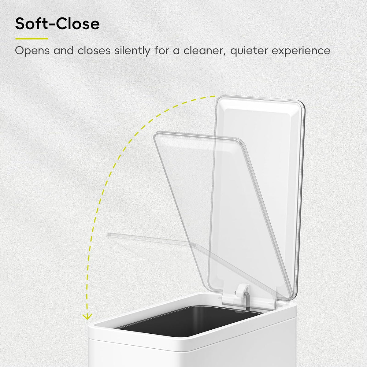 EKO - Cubeta de basura pequeña y delgada para baño con tapa, de acero inoxidable, con cubeta interior extraíble, 6 L / 1.6 Gal, escalonado (blanco)