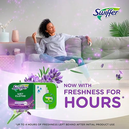 Swiffer Sweeper Wet Mopping Pad Refills for Floor Mop with Febreze Lavender Vanilla & Comfort Scent 24 Count