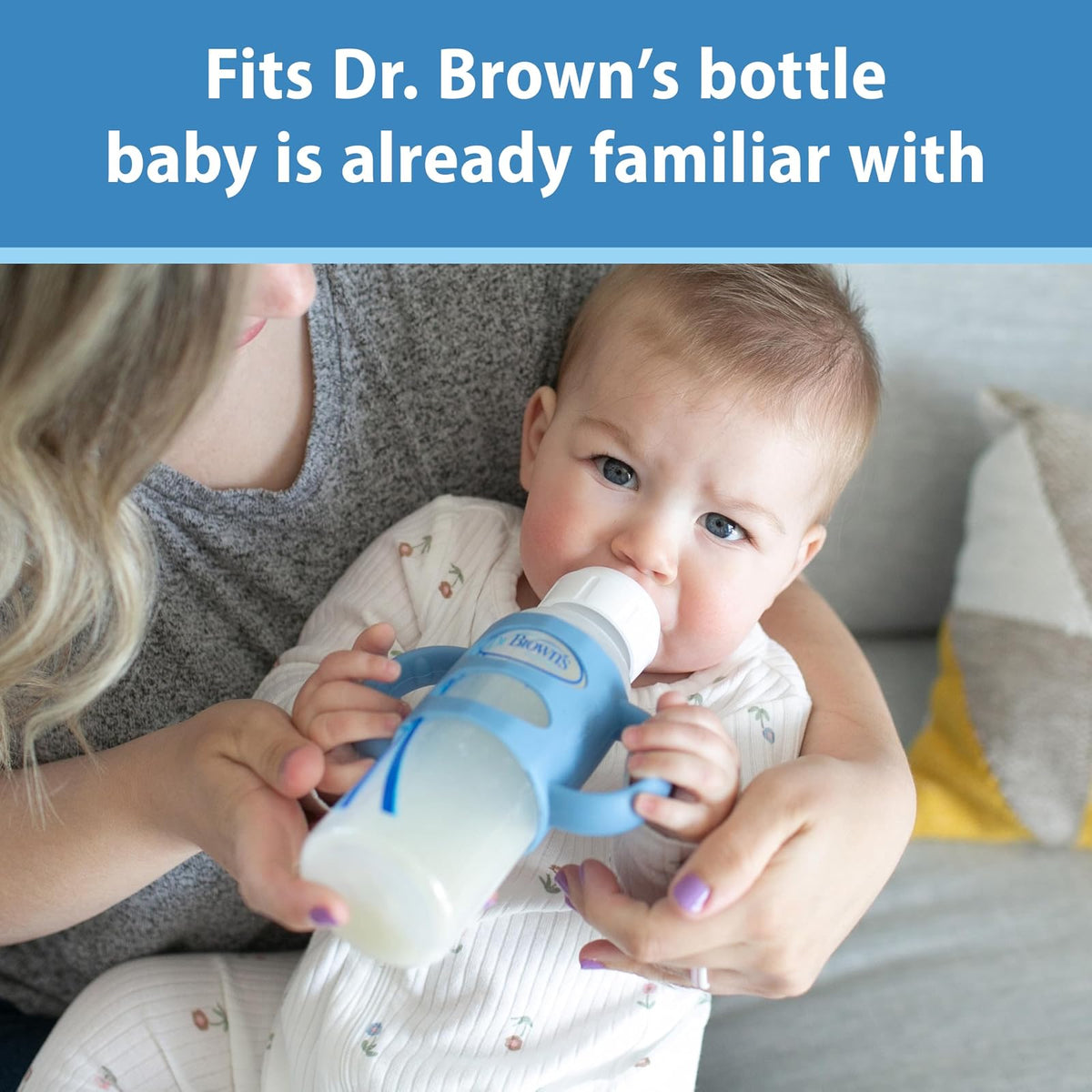 Dr. Brown’s® Milestones™ 100% Silicone Baby Bottle Handles, Narrow, Light Pink, Ecru, Black, 3 Pack, 4m+