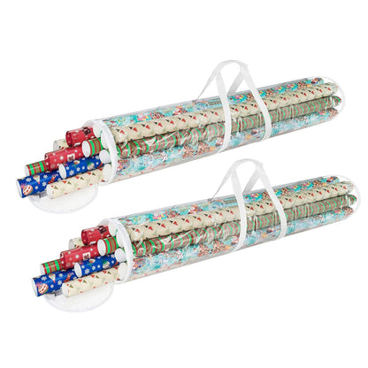 Elf Stor 83-DT5054 Bolsas de Almacenamiento para Regalo con Capacidad para Rollos de Papel de 40 Pulgadas, Paquete de 2, X-Grande, Transparente, 2 Unidades