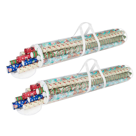 Elf Stor 83-DT5054 Bolsas de Almacenamiento para Regalo con Capacidad para Rollos de Papel de 40 Pulgadas, Paquete de 2, X-Grande, Transparente, 2 Unidades