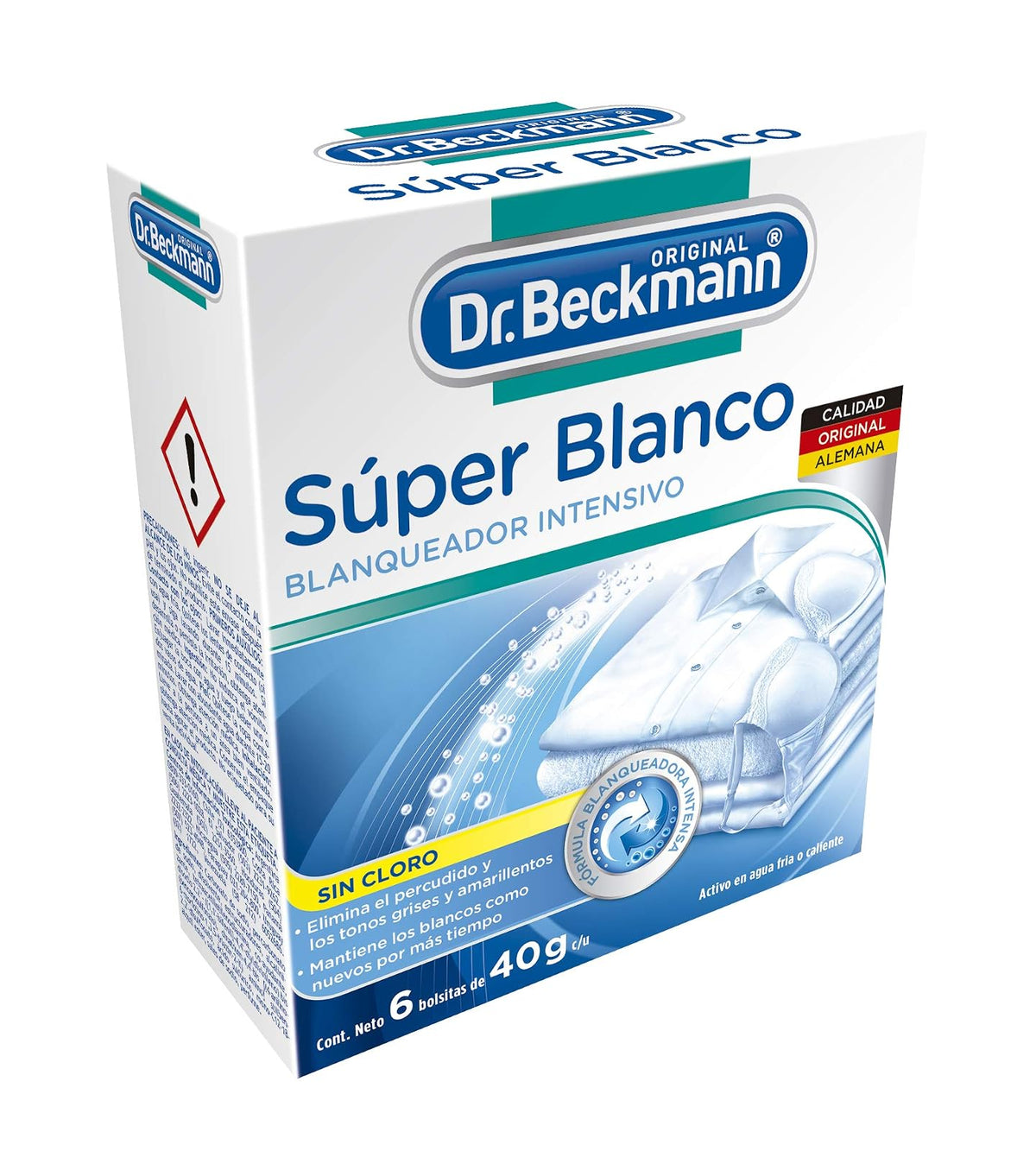 Dr. Beckmann, Quitamanchas Intenso Multiusos, en Polvo, 1 kg + Quitamanchas Desodorante y Sudor 500 ml + Blanqueador Intensivo, Súper Blanco