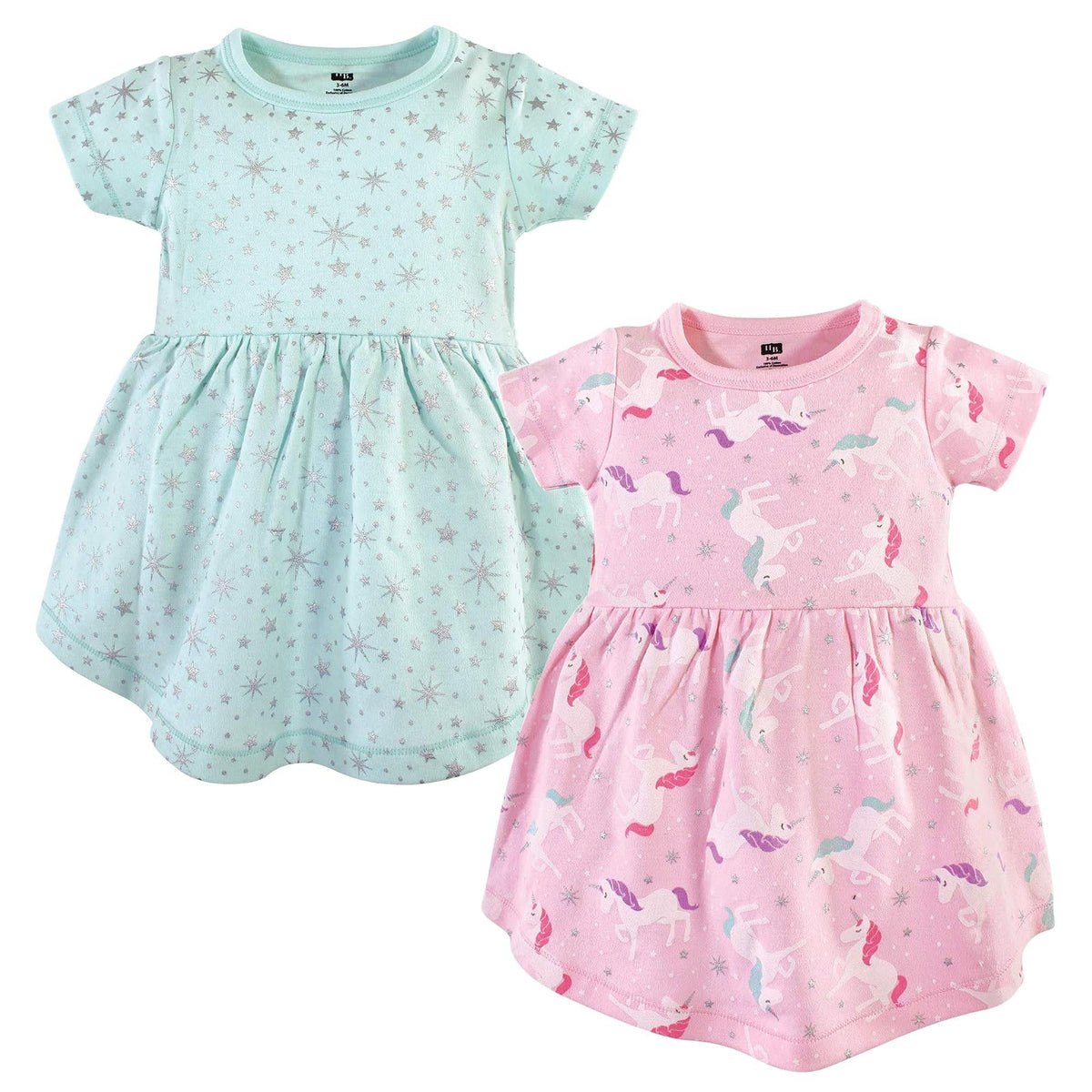 Hudson Baby Vestido de algodón para niñas, Paquete de 2 - 4 Años - Unicornio mágico