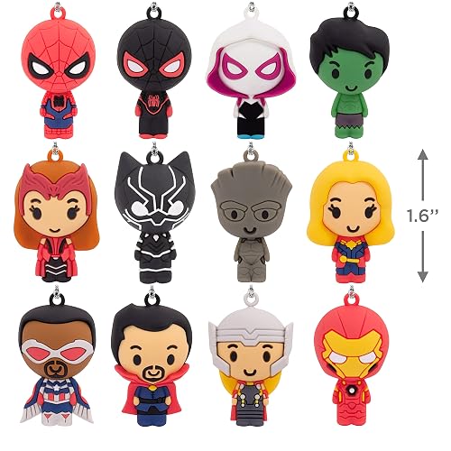 Hallmark Marvel - Juego de árbol de Navidad en Miniatura con 12 Mini Adornos, plástico