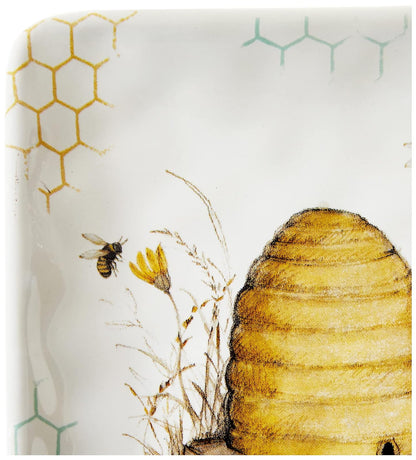 Bee Sweet - Platos de canapé y almuerzo de 6 pulgadas, juego de 4 diseños surtidos de abejas y florales con refranes edificantes, platos de aperitivo de cerámica duraderos para entretenimiento de