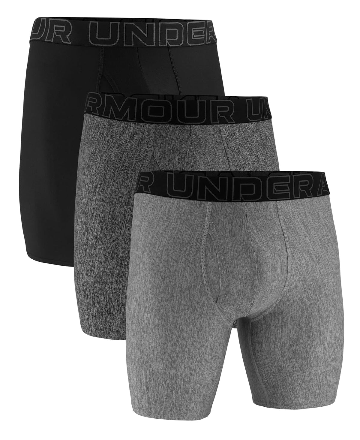 Under Armour Multi-Pack Performance Tech Long-Leg Boxer Brief, 9" Inseam, All-Day Comfort Ropa Interior de Hombres Hombre - G - Steel Heather 3 Pack