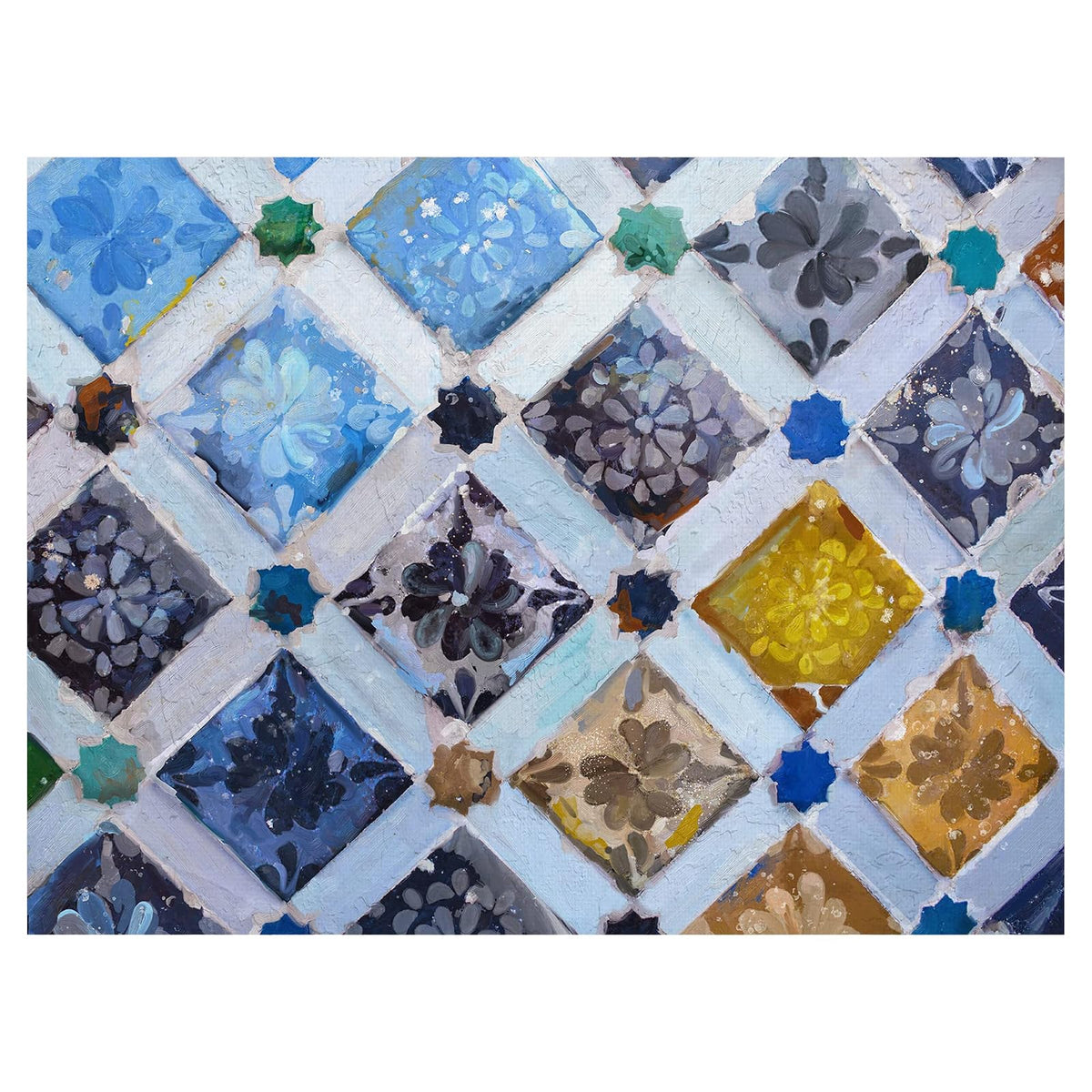 Fine Art Tj - Cuadro Decorativo - Azulejos españoles - Decoracion de Pared, canvas, cuadros, lienzo, impresión, decoracion de interiores, cuadros para sala, arte, enbellecido, hogar.