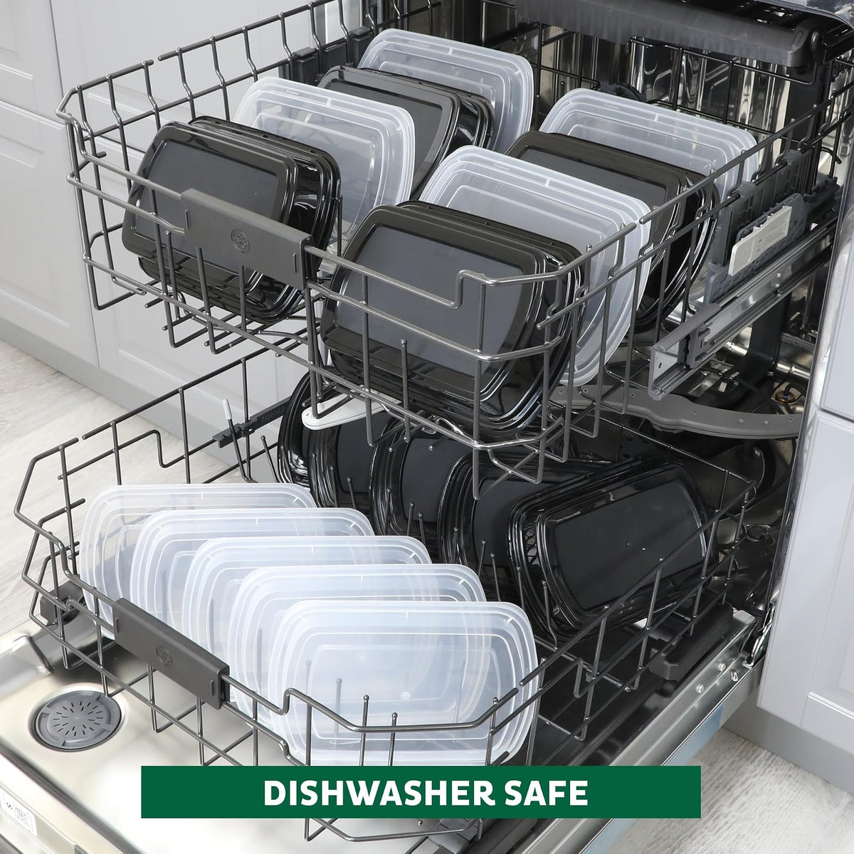 Freshware - Recipientes para preparación de comidas [45 unidades] 1 compartimento con tapas, recipientes de almacenamiento de alimentos, caja bento, sin BPA, apilables, aptos para