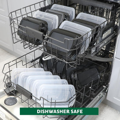 Freshware - Recipientes para preparación de comidas [45 unidades] 1 compartimento con tapas, recipientes de almacenamiento de alimentos, caja bento, sin BPA, apilables, aptos para