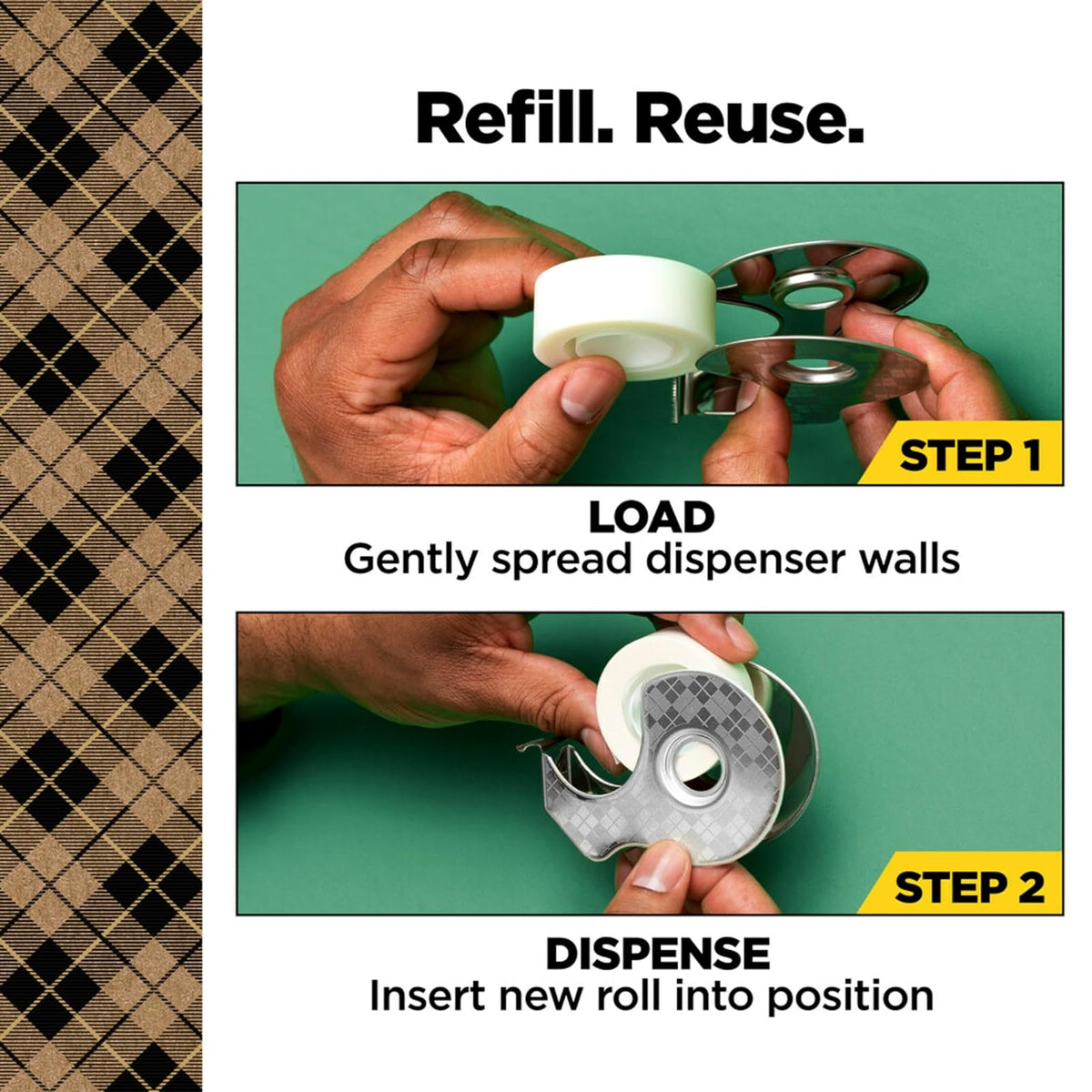 SCOTCH 3M Kit de Despachador Metálico de Cinta Adhesiva + 2 Rollos | Ideal para proyectos creativos, No se amarillenta, Acabado invisible, Incluye 2 piezas de cinta mágica, Tamaño 19 mm x 13.9 m