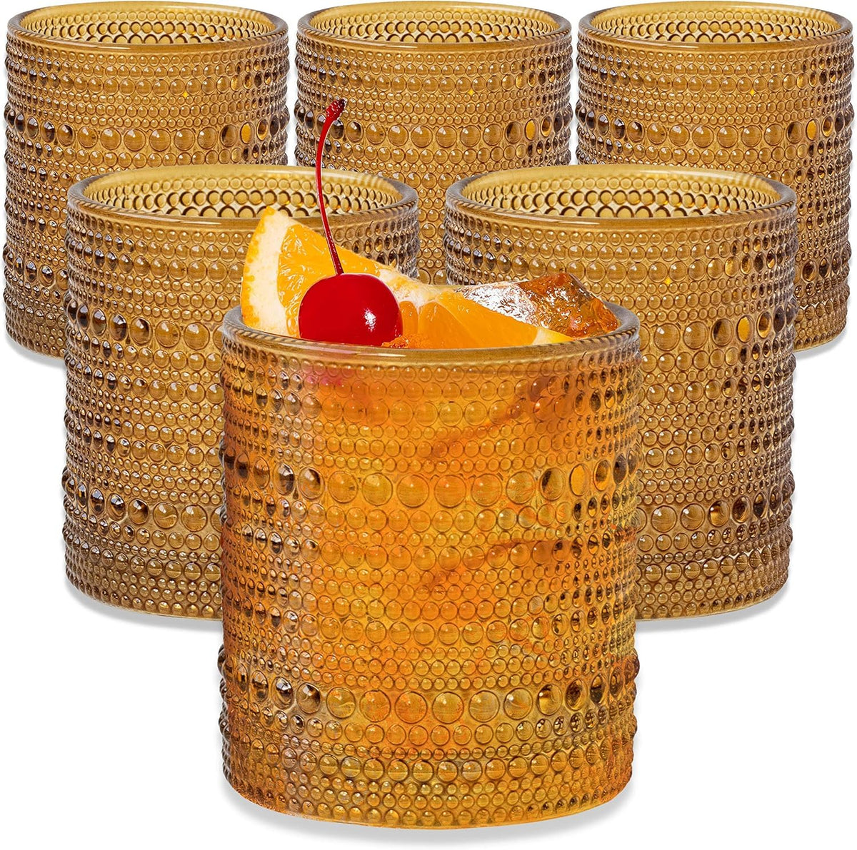 Kate Aspen - Juego de Vasos de Vidrio Vintage Júpiter de 6 a 10 Onzas, Vasos de Cóctel, Jugo y Agua, Regalo para Anfitriona y Recién Casados
