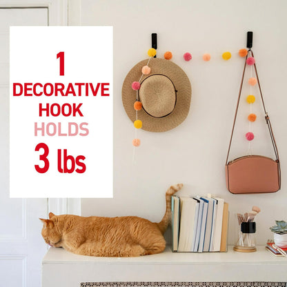 Command Ganchos de Pared Decorativos Medianos, 2 Ganchos Negros y 4 Tiras de Comando