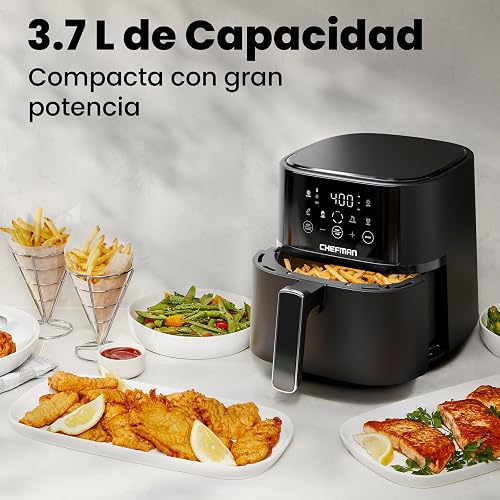 Chefman | Freidora de Aire Digital de 3.7 Litros de capacidad | TurboFry | Control Digital de un solo Toque.