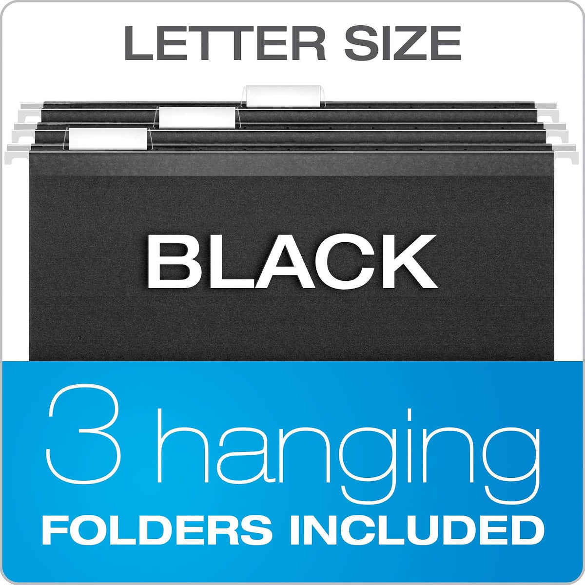 Pendaflex - Caja de archivos portátil con rieles de archivo, almacenamiento simple de documentos, contenedor de archivos para el hogar y la oficina, tapa con bisagras con cierre de doble cierre, negro