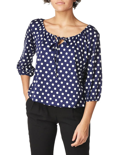 Star Vixen Top Campesino con Mangas Codos para Mujer con Lazo de Ojo de Cerradura