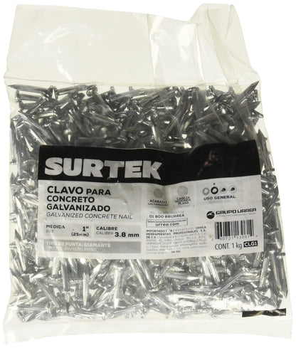 Surtek CLG1 Clavo para concreto galvanizado 1", 1 kg