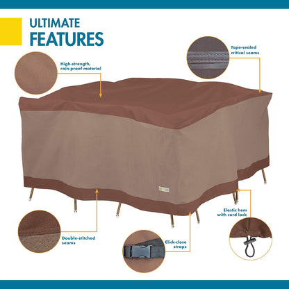 Duck Covers Ultimate - Mesa Cuadrada Impermeable de 74 Pulgadas con Funda para sillas, Cubierta de Mesa para Exteriores
