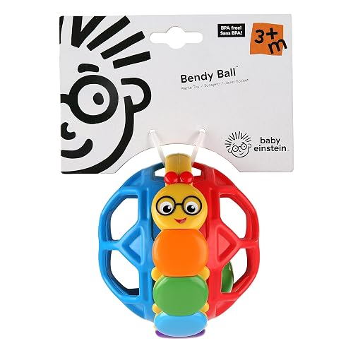 Baby Einstein Bendy Ball - Pelota de Oruga con sonaja para bebé, Flexible, de fácil Agarre, Unisex, a Partir de 3 Meses