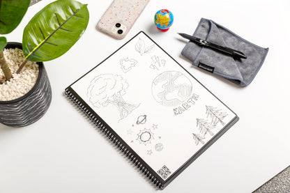 Rocketbook Core Carta, Cuaderno Inteligente, Patrón de cuadrícula, Reutilizable, Negro