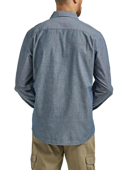 Wrangler Authentics Camisa Tejida clásica de Manga Larga Camisa Abotonada para Hombre