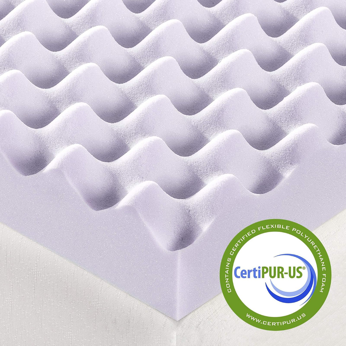 Best Price Mattress Cubrecolchón de Espuma viscoelástica con diseño de Caja de Huevos de 3 Pulgadas con infusión de Lavanda Relajante, Certificado CertiPUR-US, tamaño Individual XL