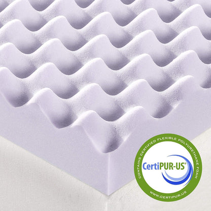 Best Price Mattress Cubrecolchón de Espuma viscoelástica con diseño de Caja de Huevos de 3 Pulgadas con infusión de Lavanda Relajante, Certificado CertiPUR-US, tamaño Individual XL