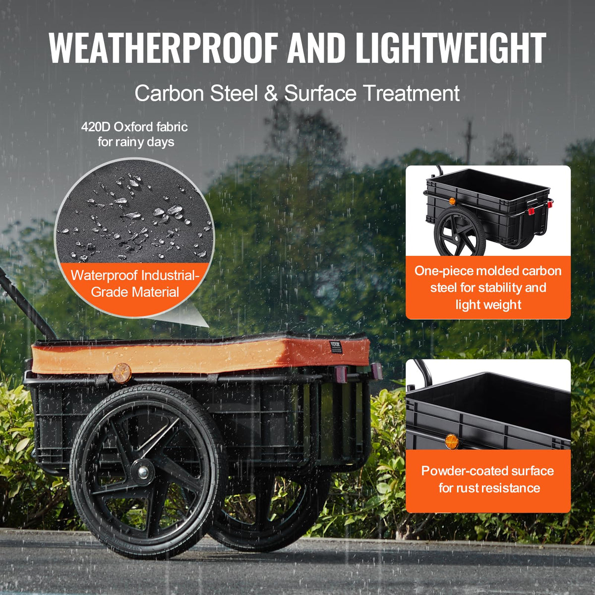 VEVOR - Remolque de carga para bicicleta, capacidad de carga de 39.9/45.4/160 libras, carro de bicicleta resistente, almacenamiento compacto plegable con enganche universal