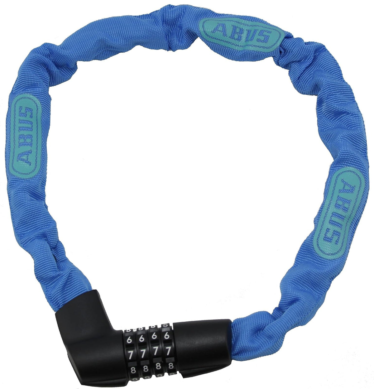 ABUS Cerradura de cadena Tresor 1385/75 Neon - cerradura de combinación de acero templado - cadena cuadrada de 6 mm de grosor - nivel de seguridad 6-75 cm - azul