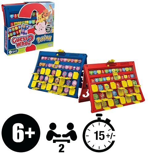 Hasbro Gaming Adivina Quién? Edición Pokémon | 48 Pokémon | Divertidos Juegos Familiares | 2 Jugadores | 15 Minutos Promedio | Edad: A Partir de 6 años
